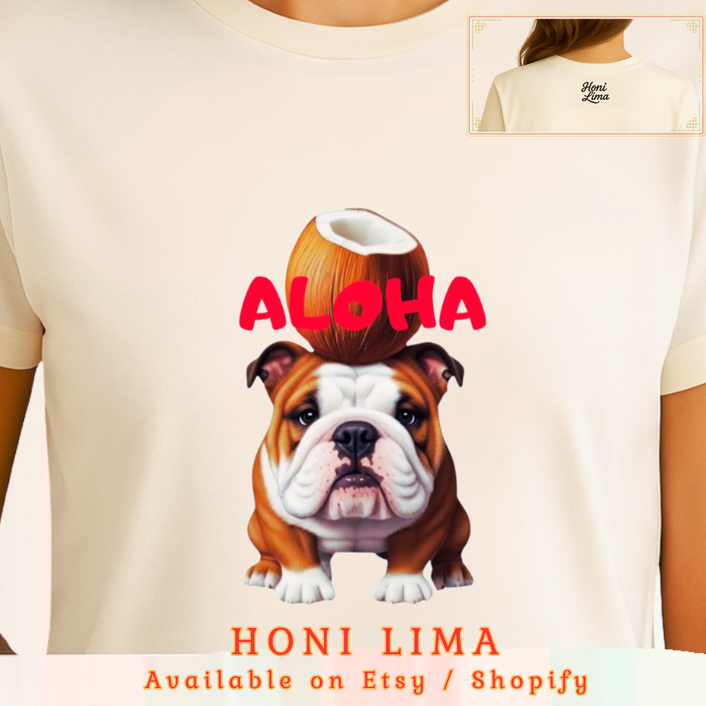 ALOHA Bulldog Tee – HONI LIMA Island Vibes T-Shirt”